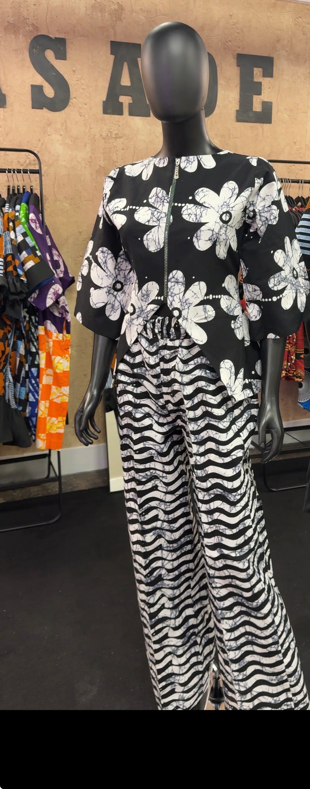 Naledi pant set (Black and white)