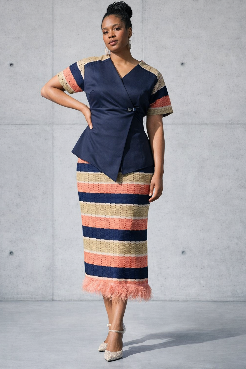 Ayo Stripe Midi Skirt