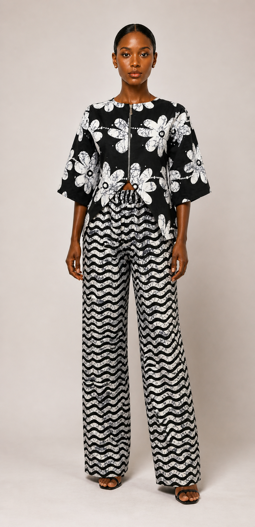 Naledi pant set (Black and white)
