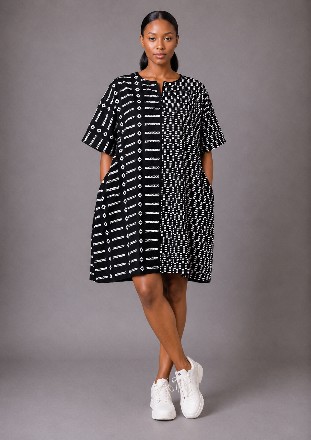 Adire Luxe Oversized Dress (Blue)